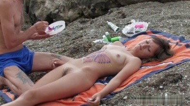 Naked body art on the beach Full HD video - Down with Shame—Become a Nudist