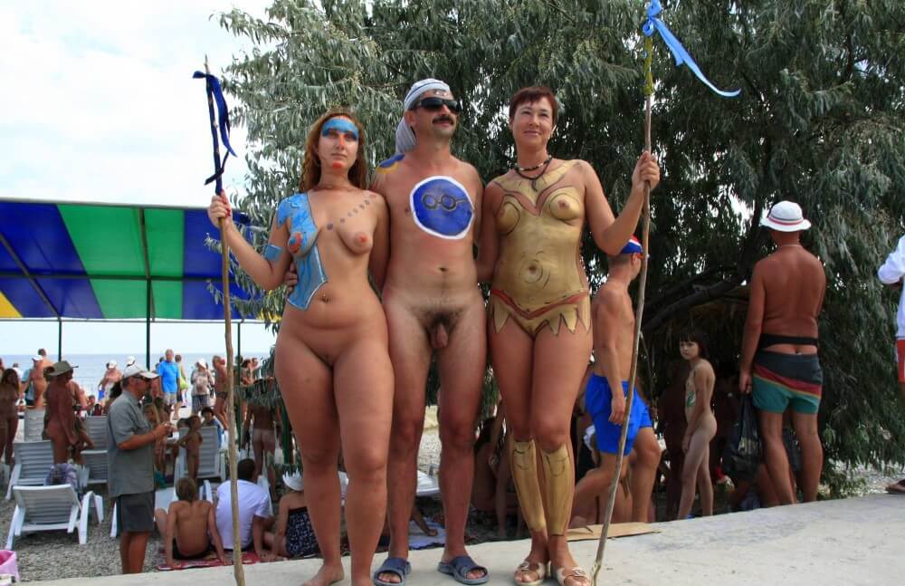 Three Painted Girl Poses pics - The practice of nudism helps us shed imposed stereotypes and insecurities