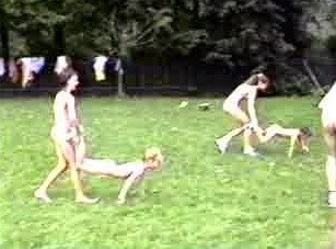 A nudist gathering at the stadium and sports - Nudism and naturism are a path to self-acceptance