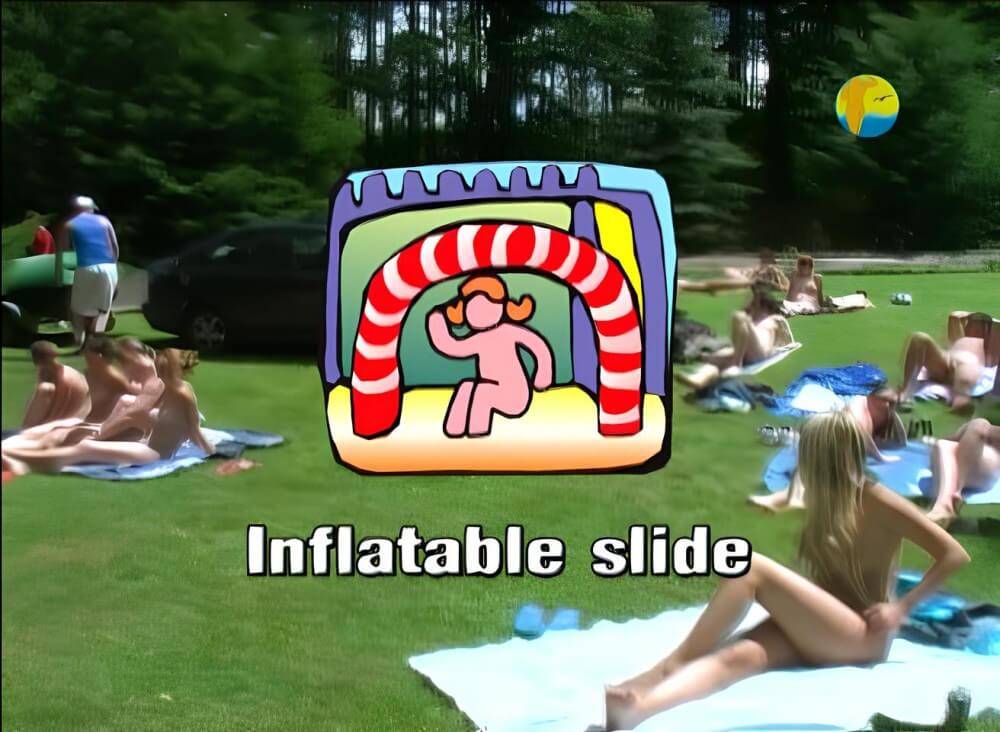 Naturist: Freedom: Inflatable Slide - The body is a reflection of inner beauty and harmony in naturism and nudism