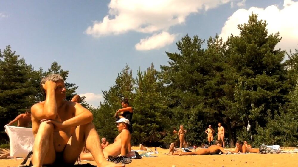 Nudist camping in the forest video HD - Many beautiful people without clothes